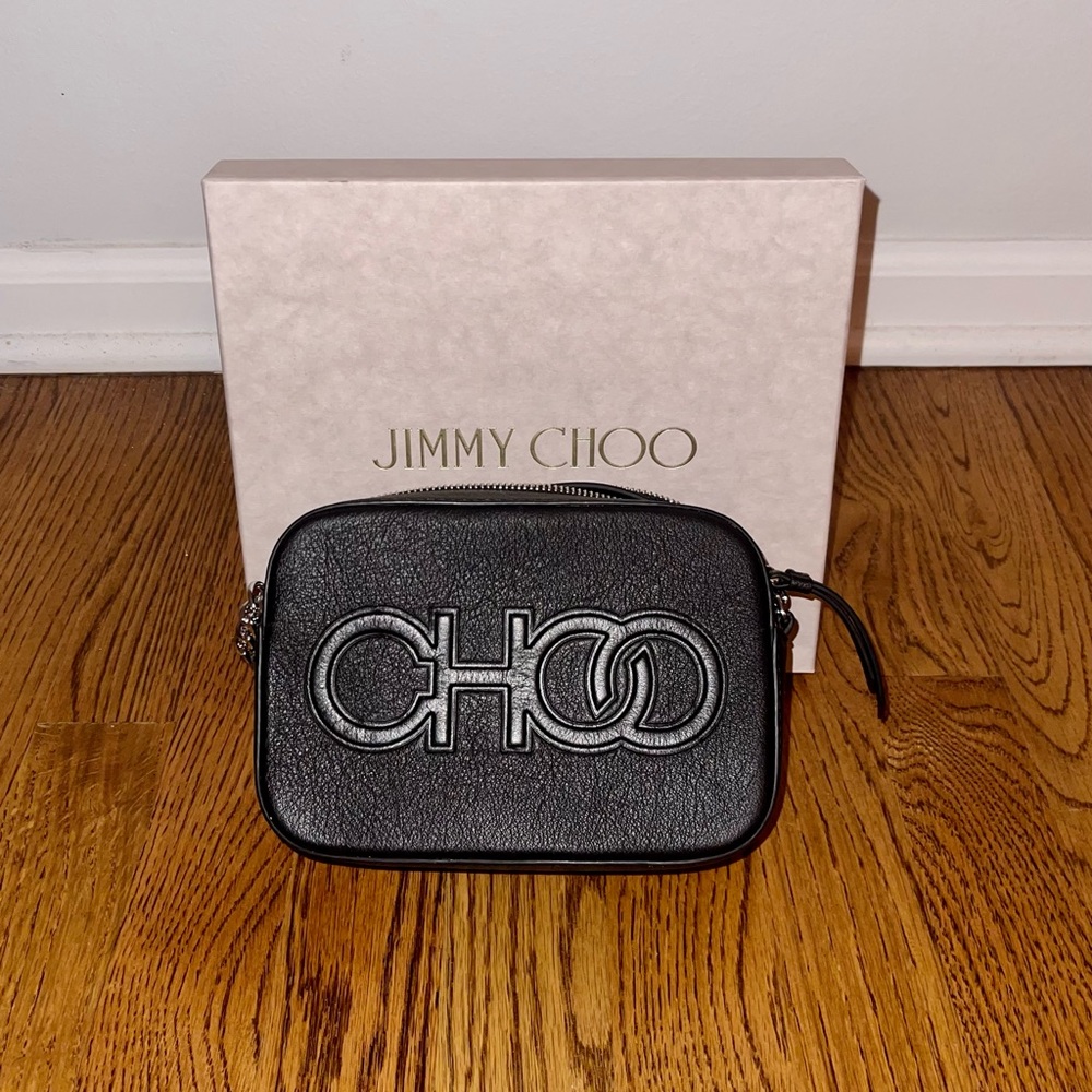 Jimmy Choo Black Crossbody Bag with Silver Chain